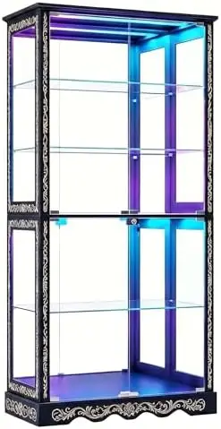 71" Tall Glass Door Display Cabinet (1, Black)
