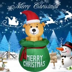 1.5M Christmas Decoration Inflatables Bear with Built-in LED for Xmas Party Indoor Outdoor Courtyard Props Ornament