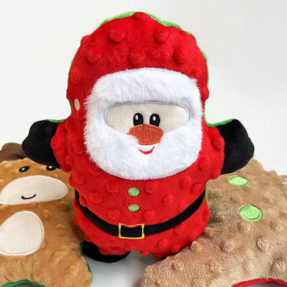 

Christmas Elk Santa Style Squeaky Durable Chewable Plush Dog Toy (Christmas Elk) Puppy Playing Outdoor Food for Decorative Bite