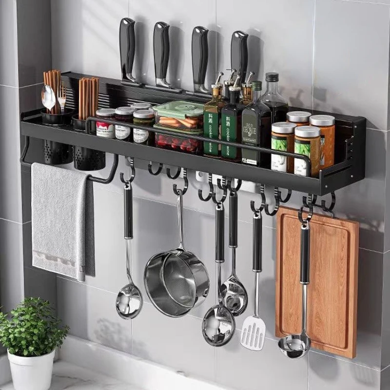 

Kitchen Storage Organizer Kitchen Accessories Wall-mounted Multi-function Seasoning Chopsticks Storage Tube Closet Wall Shelf