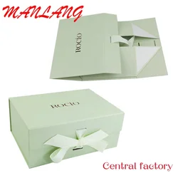 Custom  Luxury Packaging Shoe Foldable Box Flip Top Package Cardboard Gift Box with ribbon