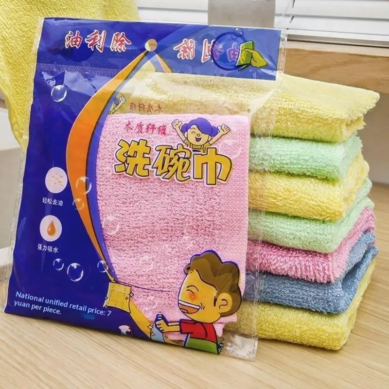 Non Stick Oil Dishwashing Cloth Washable Absorbent Reusable Thickened Rag For Kitchen Use