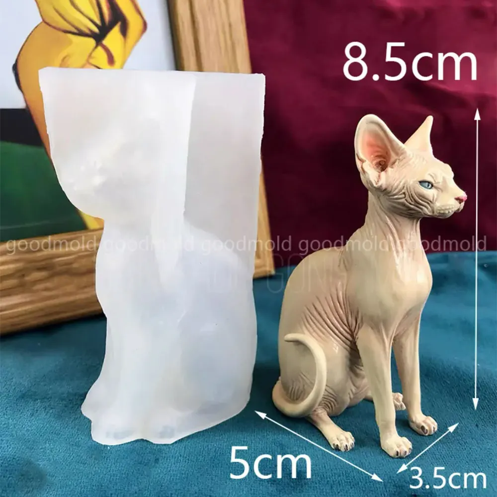 Sphinx Plaster Mold Canada Hairless Cat Avatar Epoxy Resin Silicone Mold Pet Cat Clay Animal Mold