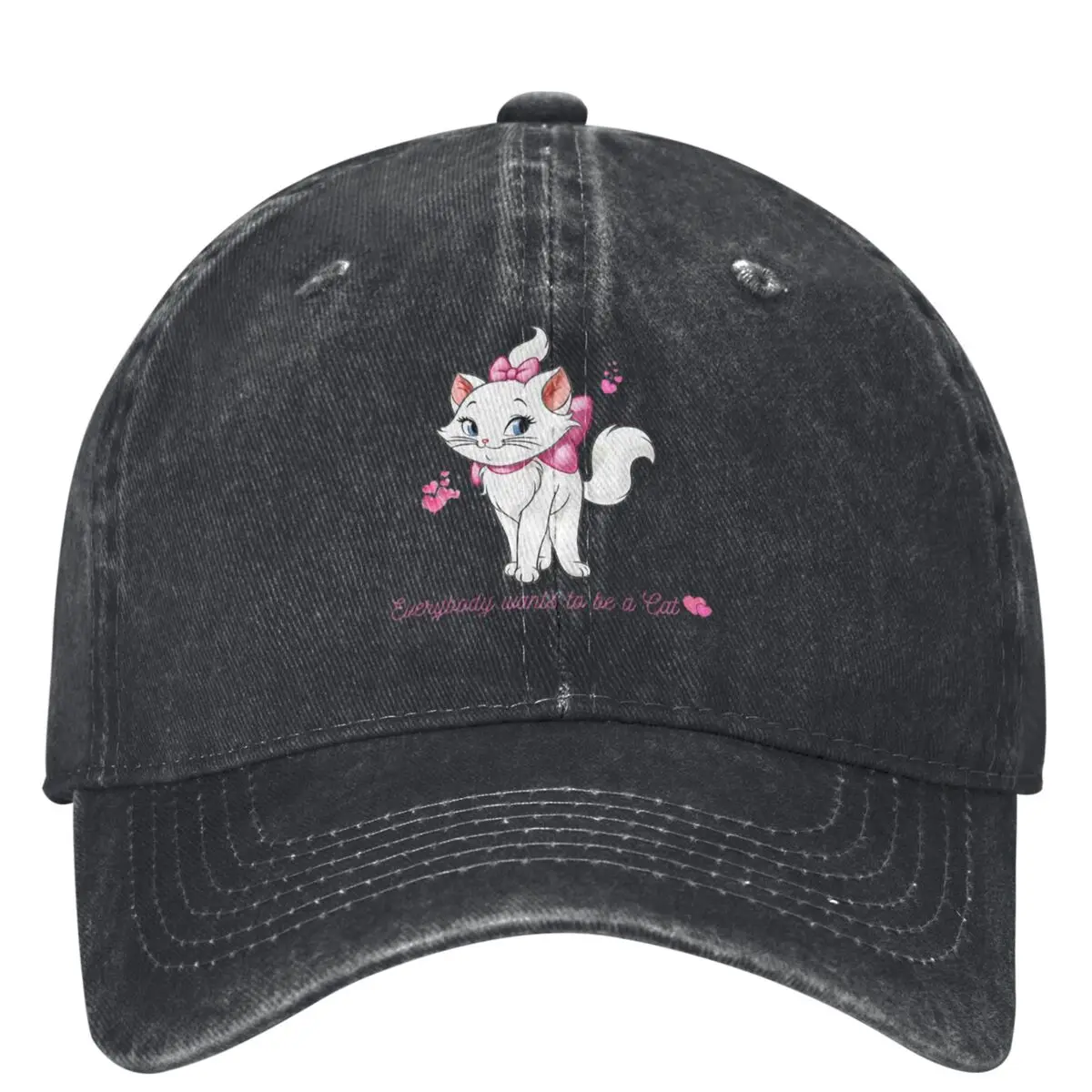 Marie Cat Washed Baseball Cap Everybody wants to be a Cat Casual Dad Hats Couple Women Kpop Rock Sun protection Snapback Cap