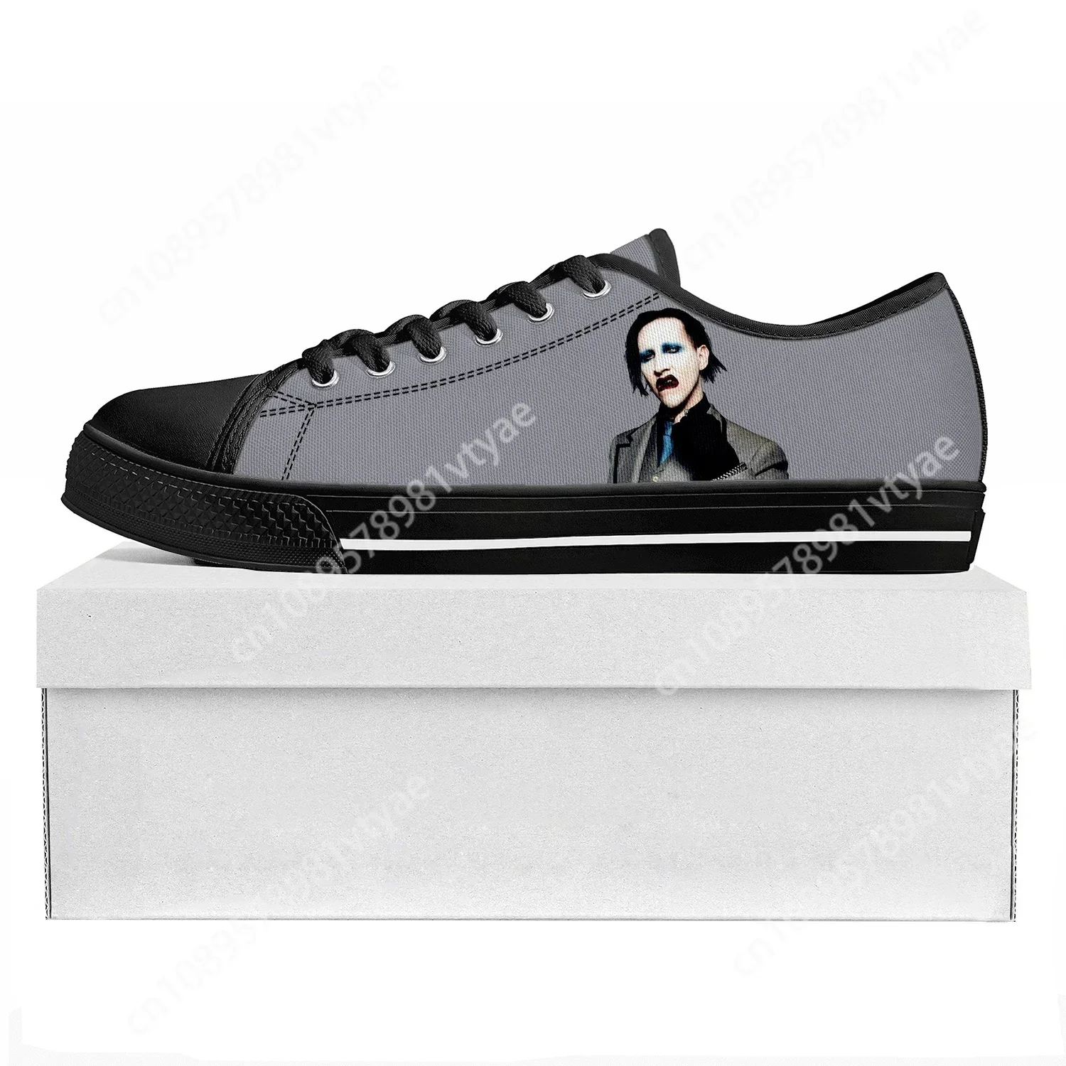 

Rock Band Music Singer Marilyn Manson Low Top High Quality Sneakers Mens Womens Teenager Canvas Sneaker Couple Shoes Custom Shoe