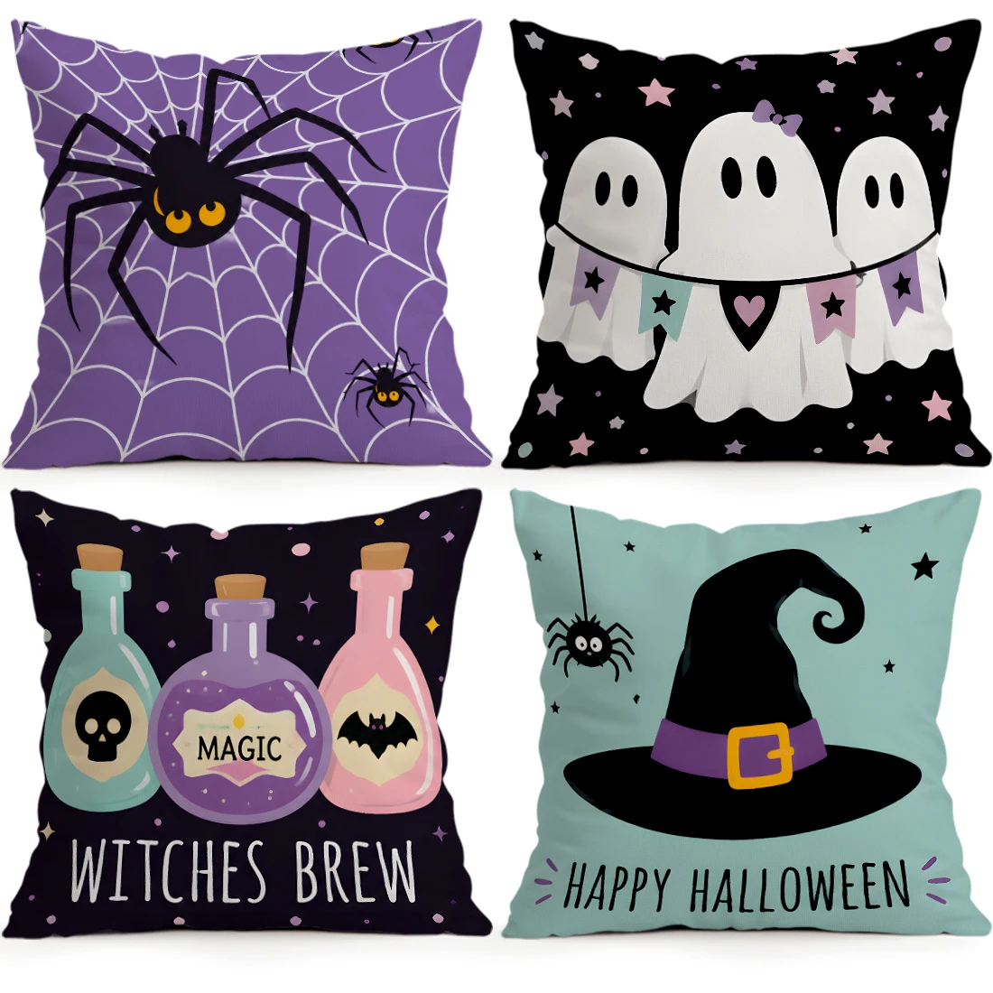 Cute Halloween Pillowcase Printed Polyester 40/45/50cm Throw Pillowcover Decorative Sofa Cushion Pillowslip Home Decor