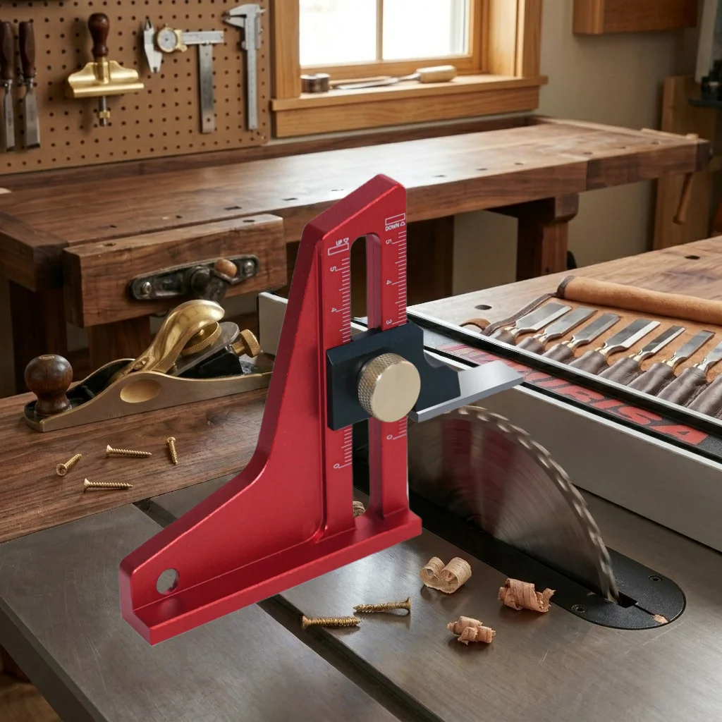 

Регулируемый глубиномер для настольной пилы 0-50 мм - Алюминиевая линейка с двойной шкалой для измерения высоты, инструмент для деревообработки