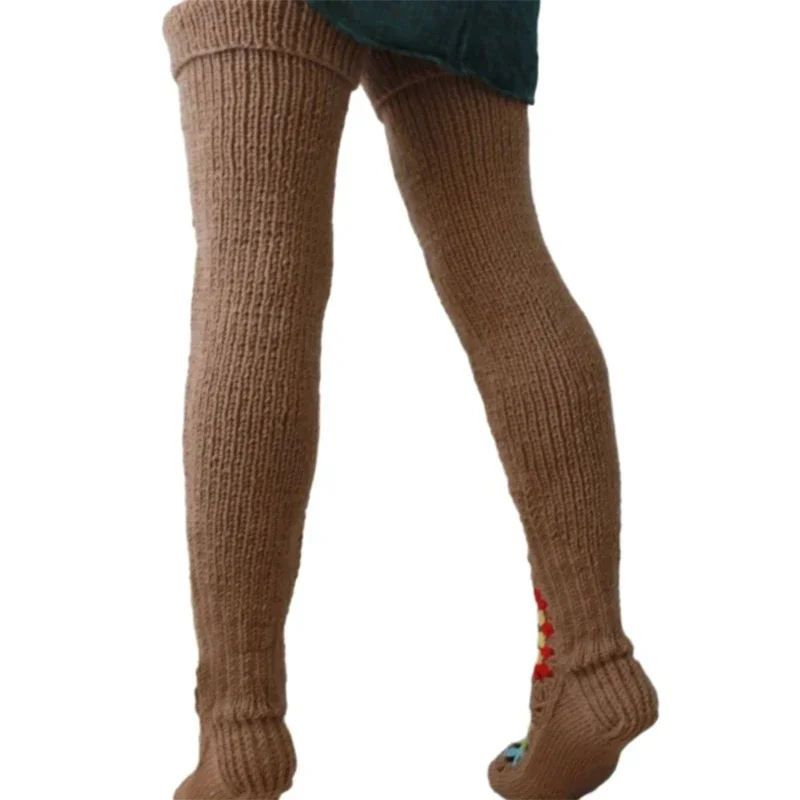 

cotton Women's Vintage Crochet Thigh High Socks Winter Warm Boot Stockings Extra Long Leg Warmers Over The Knee Socks Gifts