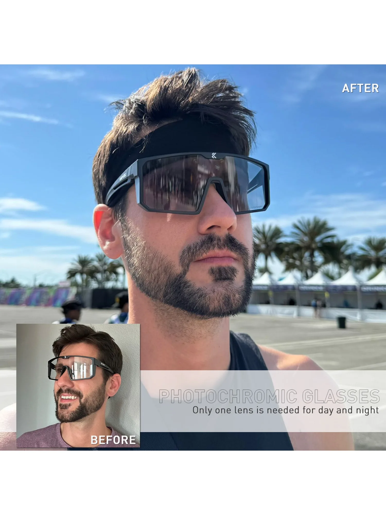 AliExpress kapvoe Kapvoe Photochromic Cycling Sunglasses for Men Blue Riding Glasses Mountain Bike New Bicycle Goggles Eyewear Sports