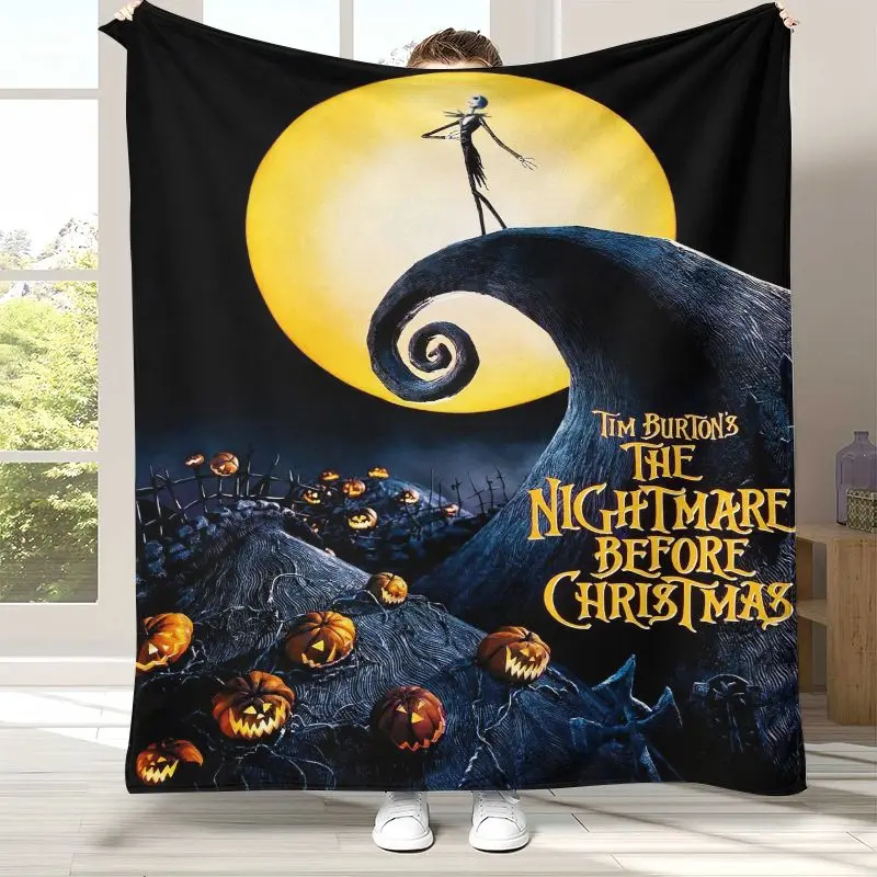Cartoon N-Nightmare Before Christmas Jack Halloween Soft Flannel Throw Blanket,Cozy Blanket for Bed,Sofa,Living Room,Home Decor