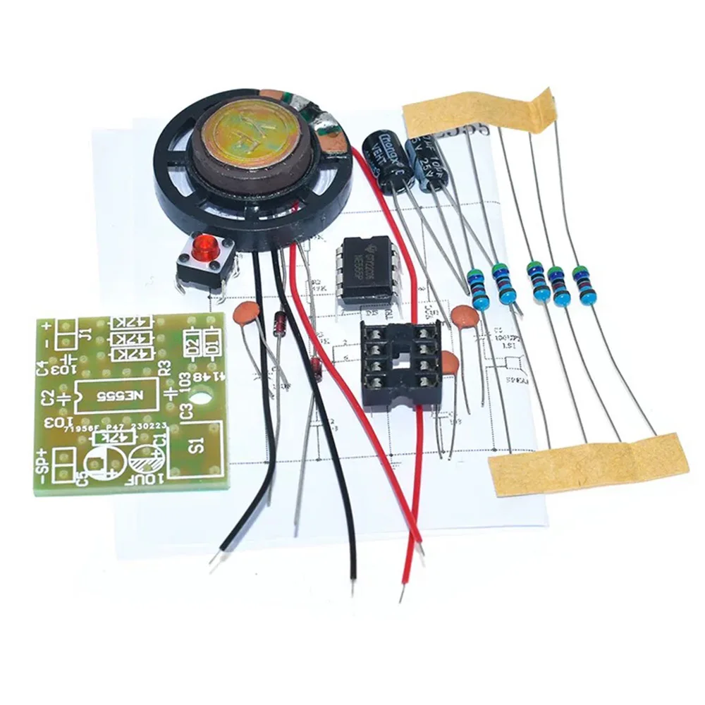 Electronic Components Kit Professional NE555 Doorbell DIY Kit - Dual Tone Ding Dong Sound PCB Soldering Practice with Complete image 4