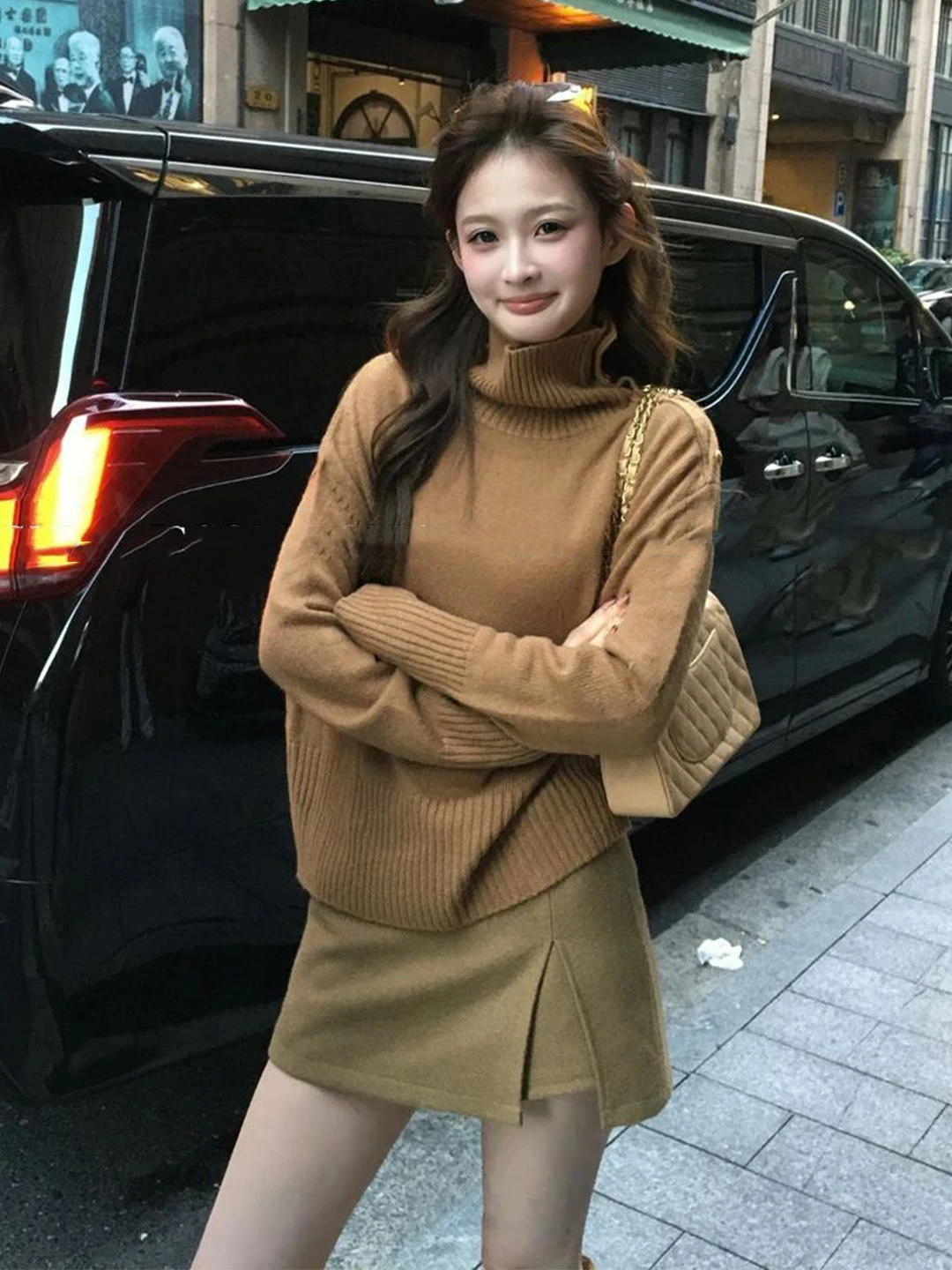 เสื้อสเวตเตอร์ถักไหมพรมผู้หญิง คอปกพลิกแบบไม่สมมาตร นุ่ม สบาย ทรงหลวม สไตล์ลำลอง แฟชั่นฤดูใบไม้ร่วง ฤดูหนาว