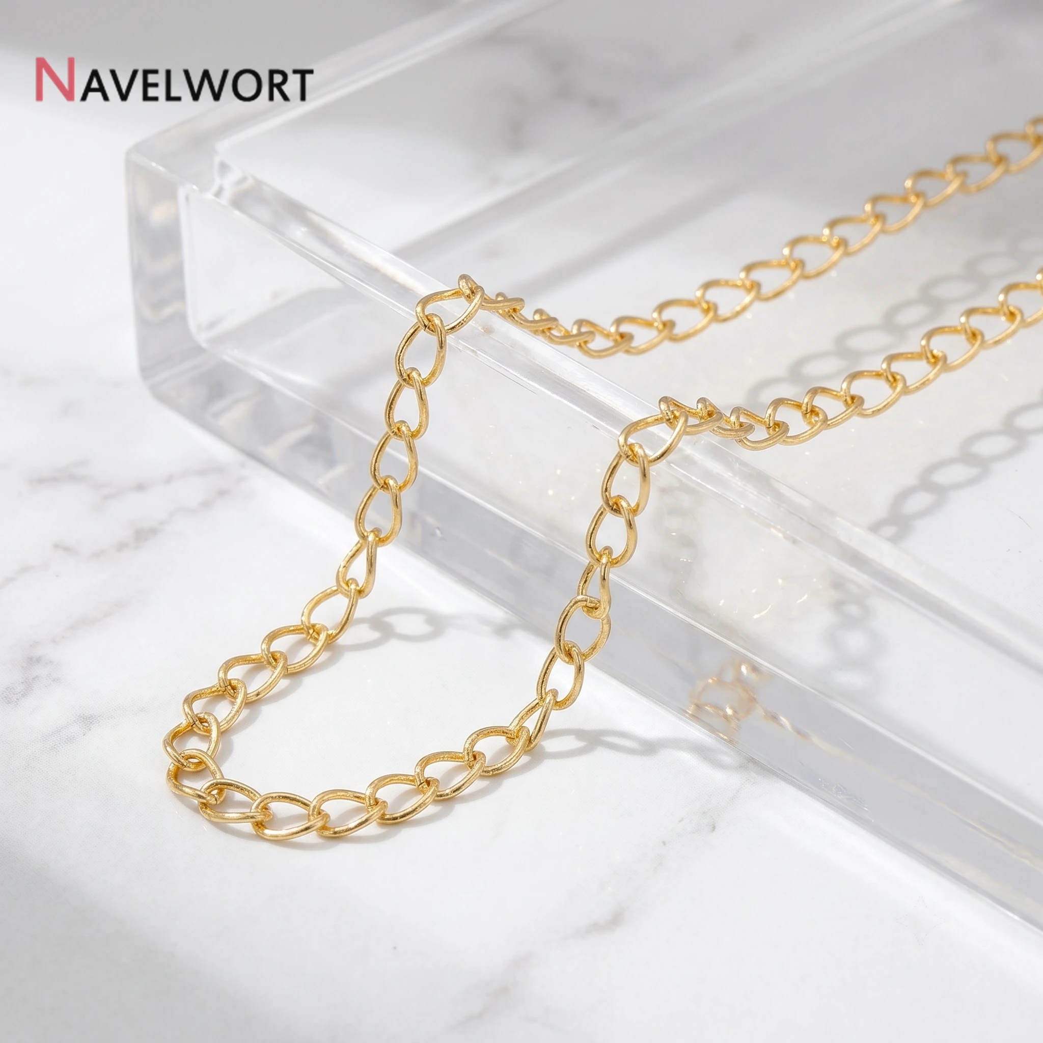 14K Gold Plated Brass Extended Extension Chains Tail Extender Chain,For Jewelry Making Accessories ,Jewelry Materials view 2