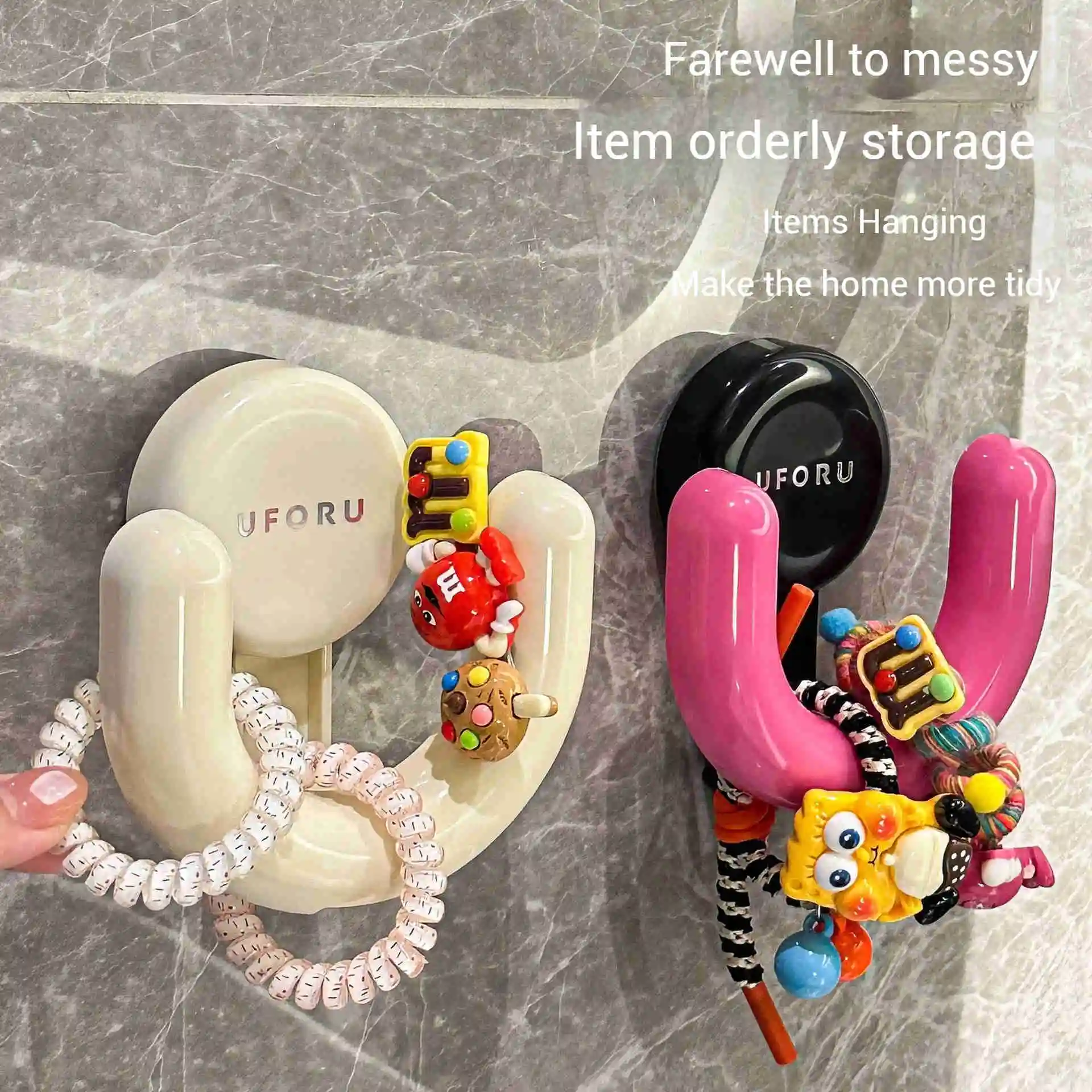 Suction Cup Wall Mounted Dopamine Organiser Bathroom Jewellery Hair Accessories Hairpin Hooks Slipper Rack Multifunctional Hooks