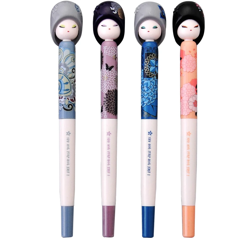 Japanese Style Creative Gel Pen Student Writing Tools Kawaii Kimono Girl Pens School Gifts Stationery Office Supply 0.5mm Black