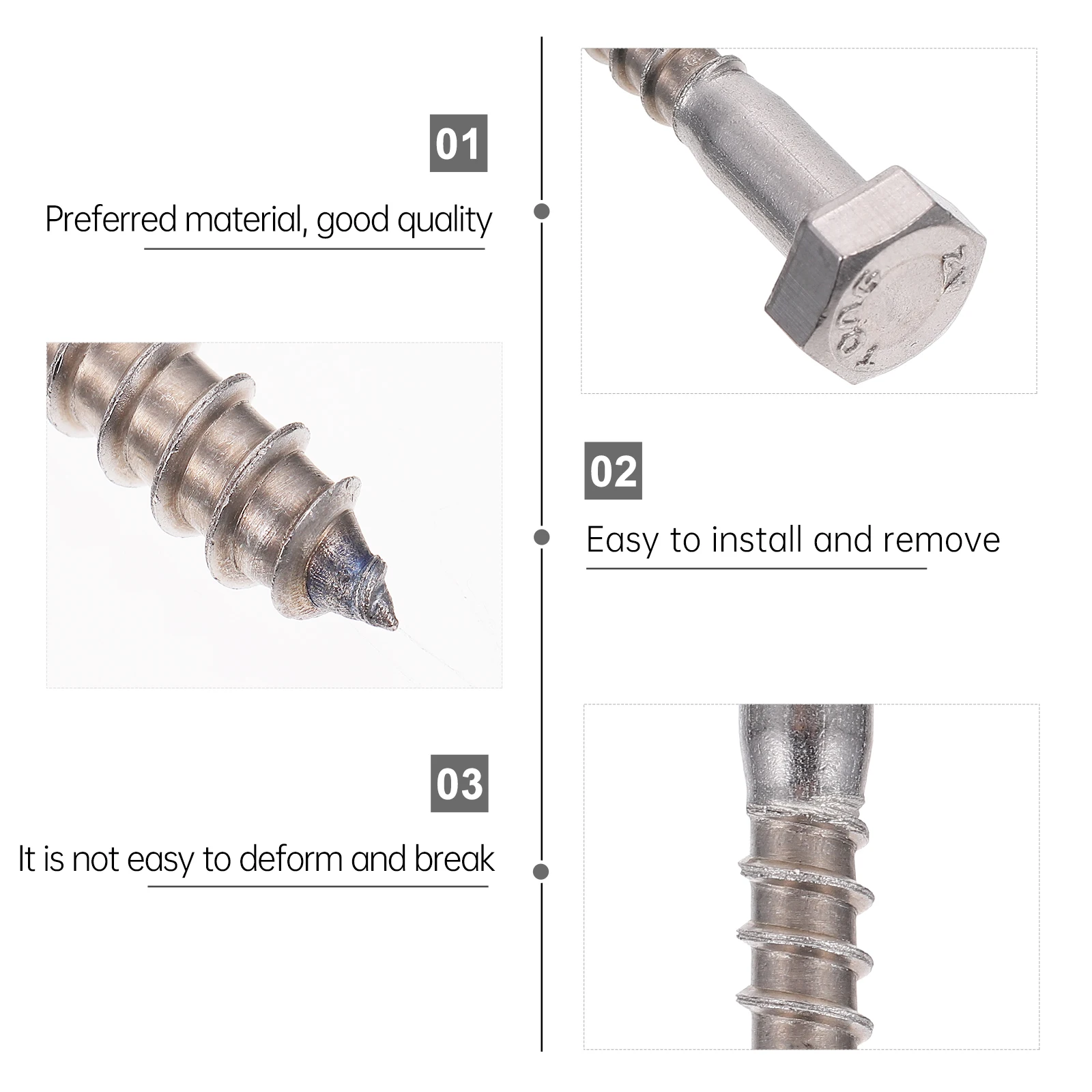 

25pcs Stainless Steel Self-Tapping Bolts Hexagon Head Lag Screws For Furniture Wood Outdoor Pet Office M6X40 Heavy Duty