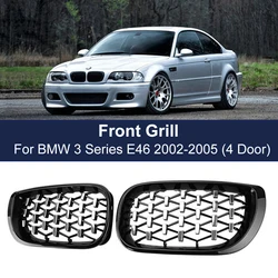 High-Quality ABS Diamond Kidney Grill Meteor Style For BMW E46 4 Door 4D 3 Series 2002 2003 2004 2005 Replacement Grille