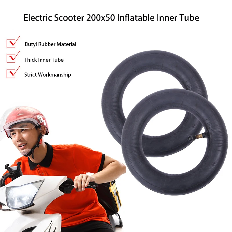 8 Inch Electric Scooter 200x50 Inner Tube Natural Butyl Rubber Mini Folding Tire for Razor E100/E200/Dune Buggy/Epunk E-bike