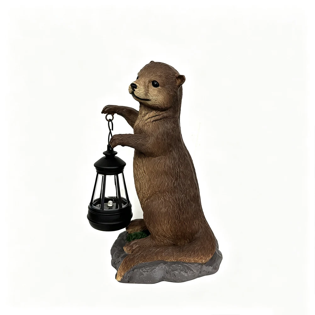 Led Solar Decoration Otter Lantern Solar Otter Lantern Solar Powered Lighting Smart Light Sensor Sturdy Resin Material