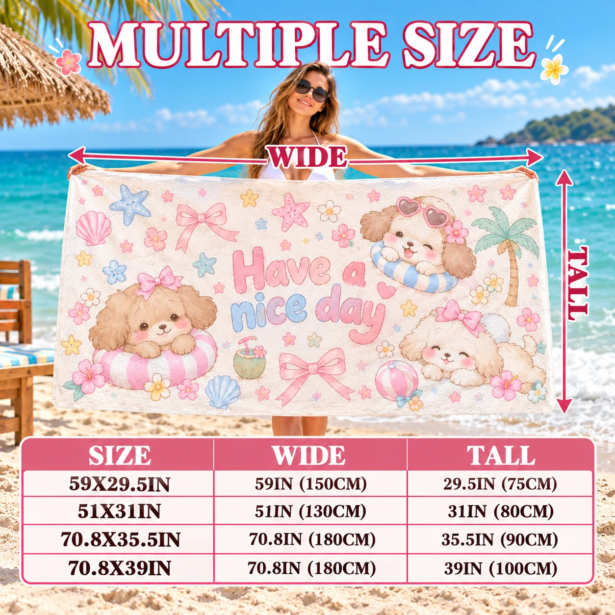 Custom Beach Towel Personalized Photo Swim Towel Soft Terry Cloth Fabric for Pool Seaside Surfing Travel Summer Vacation Gift