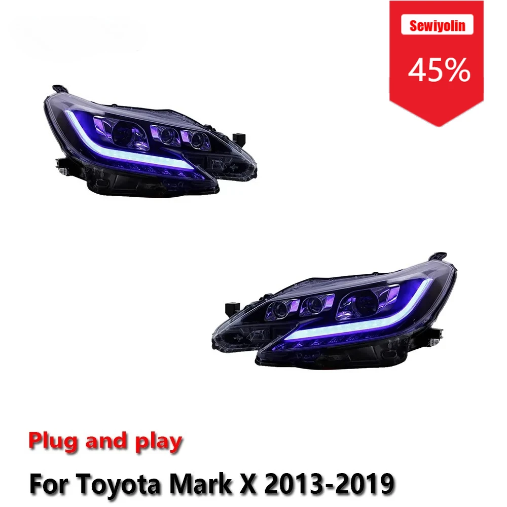 

Sewiyolin Car LED Headlight Assemblies For Toyota Mark X 2013-2019 Fog DRL Brake Turn Signal Lamp Plug and Play
