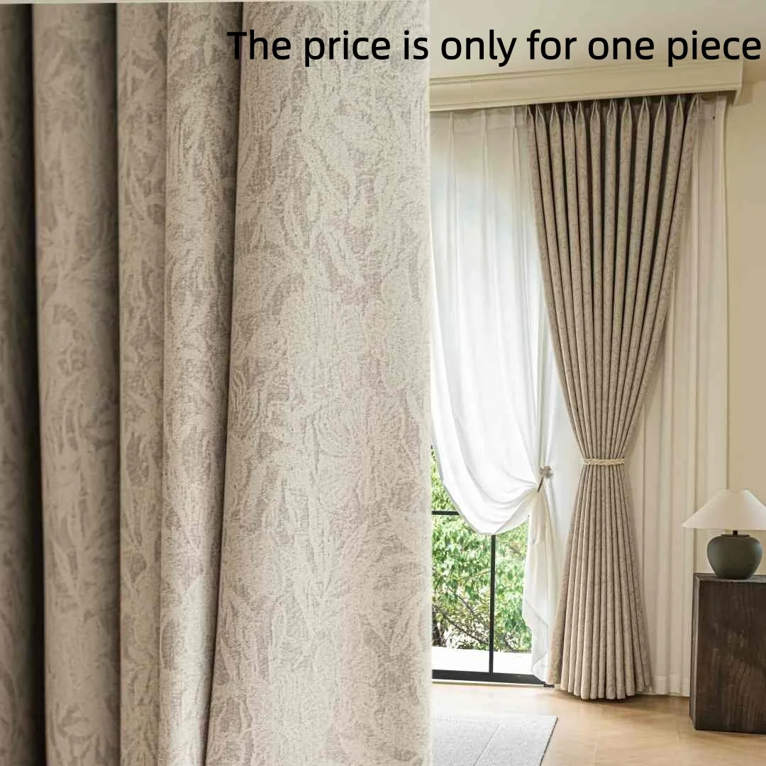 1PC French Style Hemlock Twin-Sided Chenille Curtain, Provence Floral Print, Good Light Blocking and Insulation, Suitable for Be