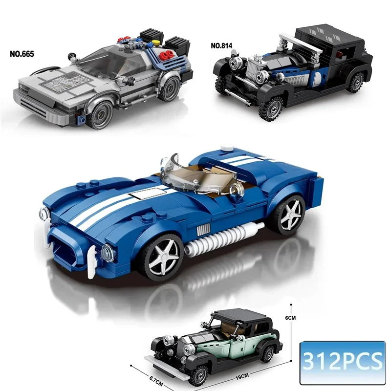 

MOC Roadster Car Technology Building Block Retro Vehicle Collection Desktop Display Sports Car Model Bricks Toys Holiday Gifts