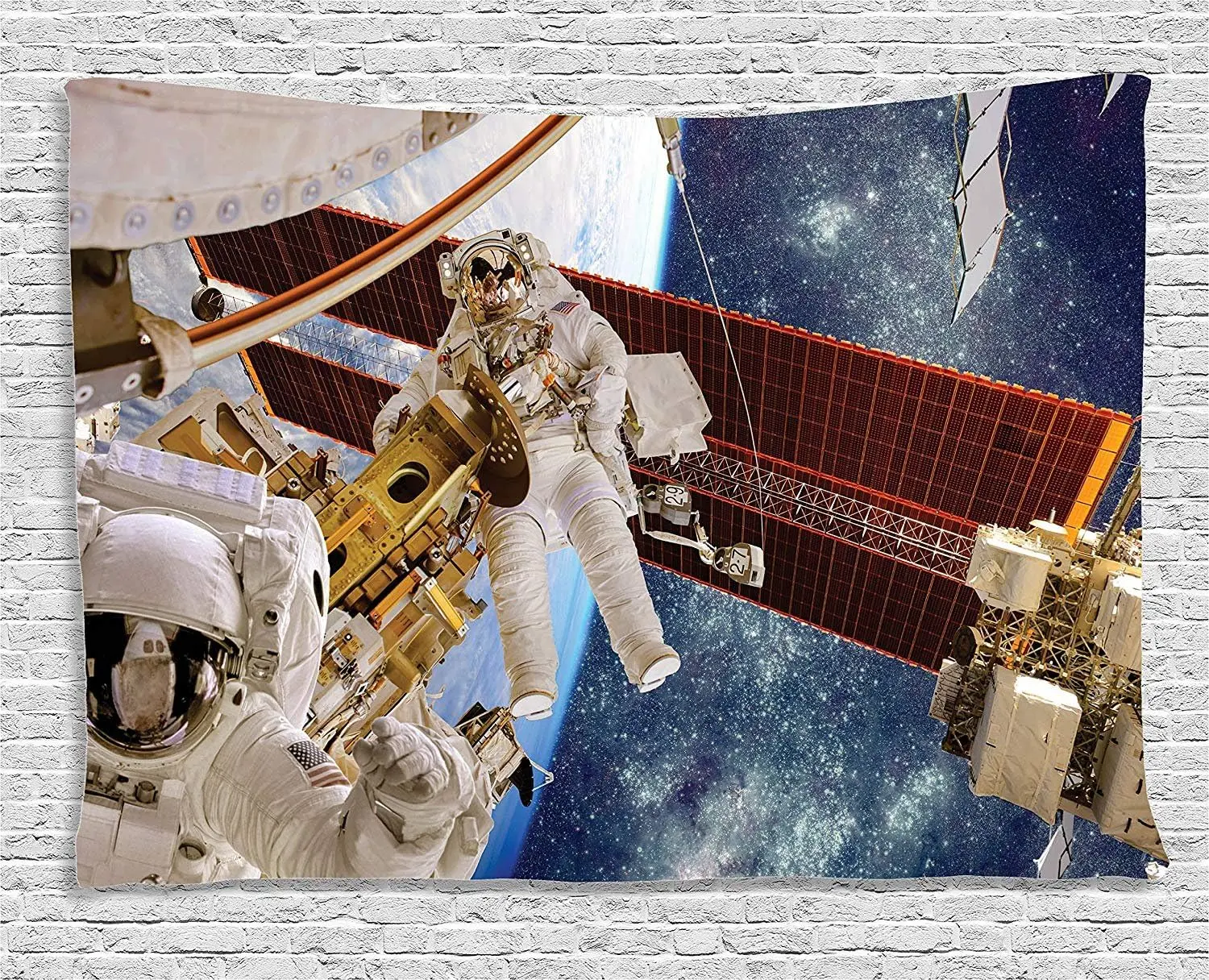 Space Astronaut Earth Orbit Galaxy Tapestry Cosmic Science Fiction Wall Art Polyester Home Decor Gift Poster Print