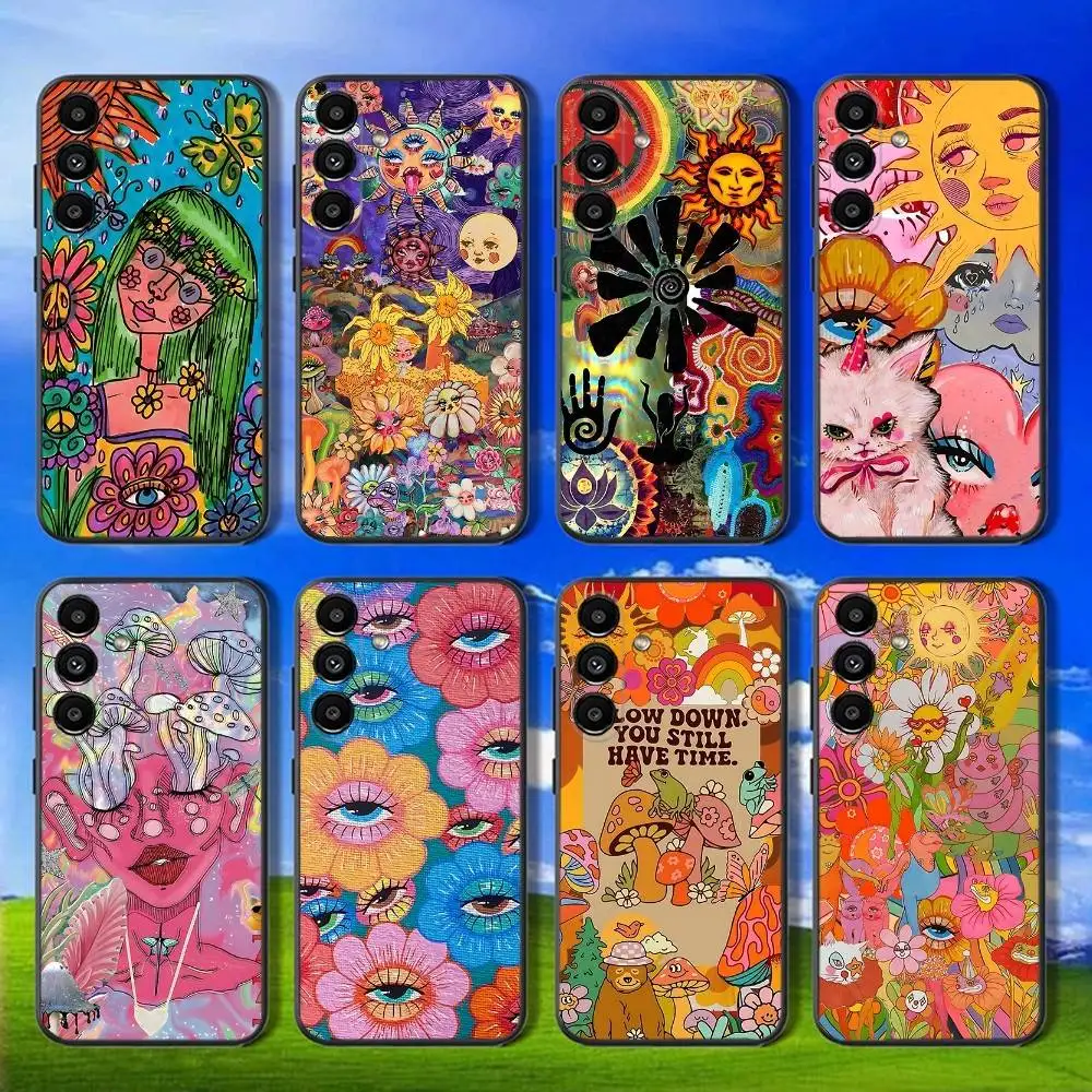 

MaiYaCa Indie Hippie Art Phone Case For Samsung Galaxy A13,A21s,A22,A31,A32,A52,A53,A71,A80,Soft Black Shell