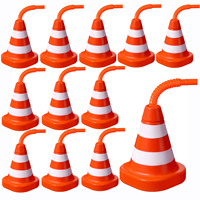 Construction Cone Cups with Straws, Traffic Party Favor Cups,Kids Party Race Cups Set for Construction Traffic Theme Racing Car