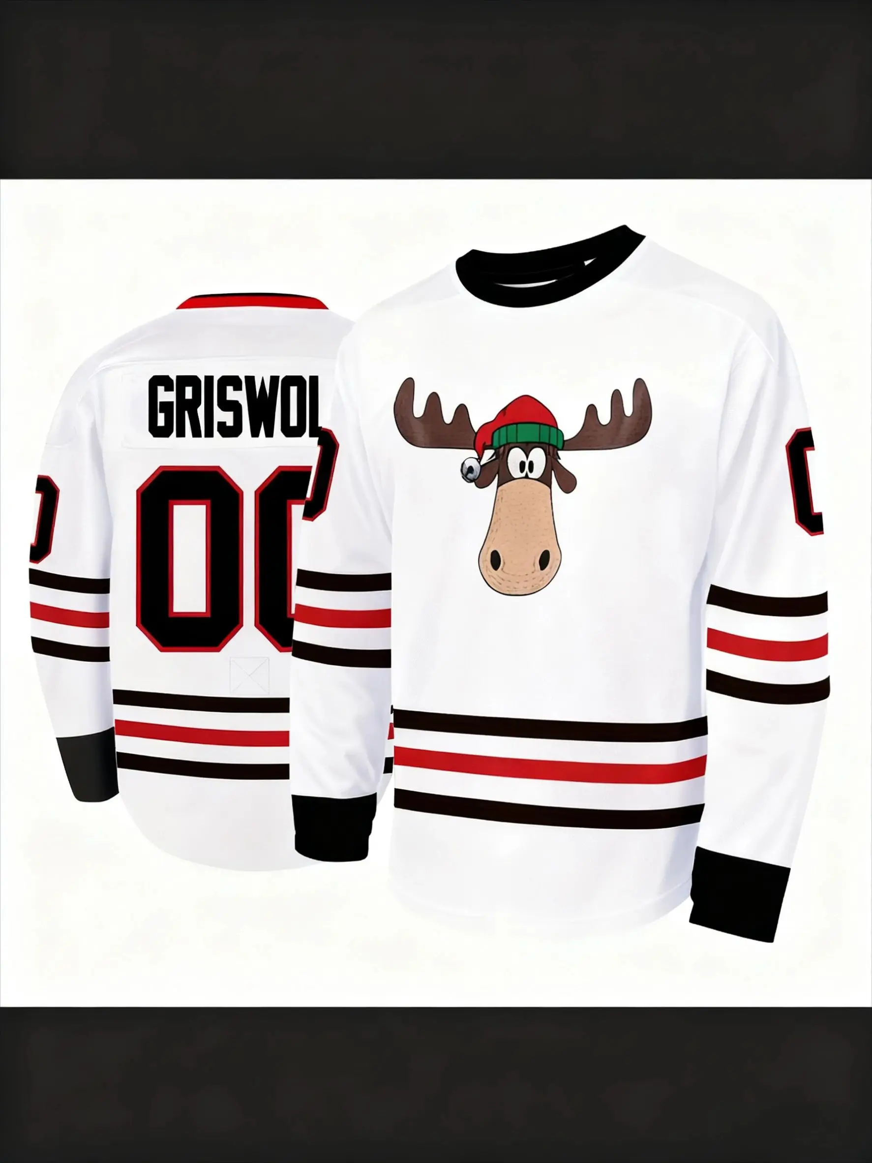

"Griswold 00" Hockey Jersey Christmas Vacation Inspired Design Festive Moose Logo Athletic Jersey 3d HD Prints