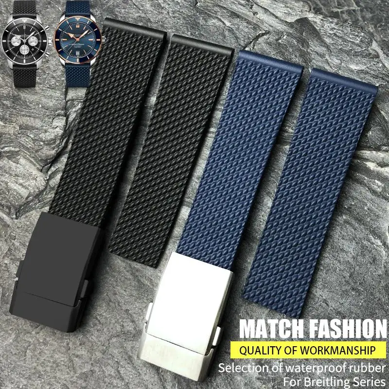 HAODEE Soft Rubber Strap For Breitling Avenger Navitimer 20mm 22mm 24mm Silicone Watchband Waterproof Bracelets Watch Strap