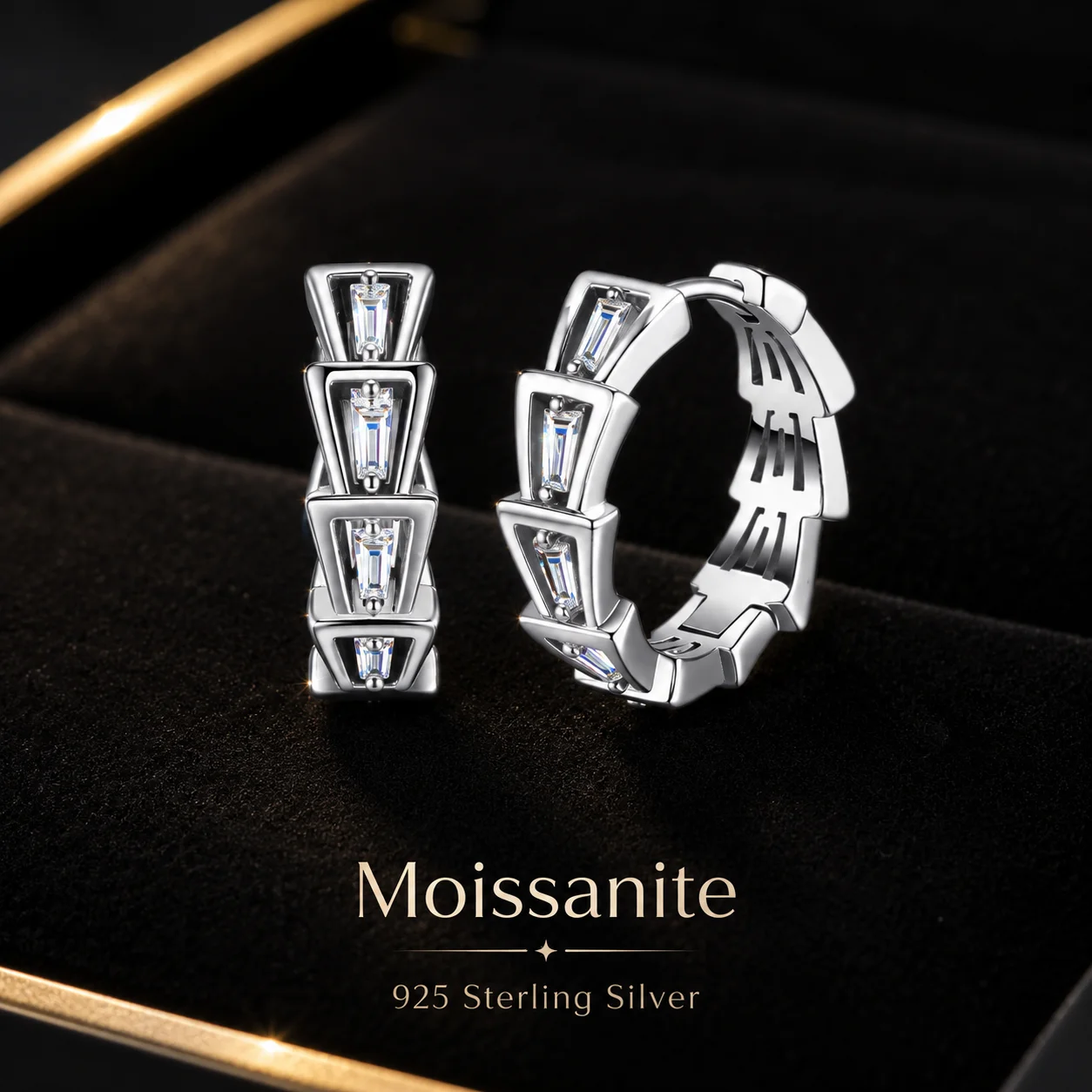 Fashion Personality Snake Shape Dangle Earrings Genuine S925 Silver With Certified Moissanite Banquet Ear Accessories