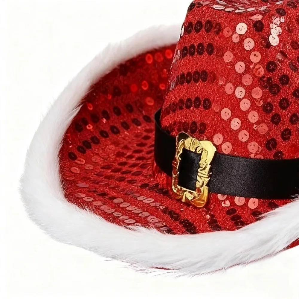Fashion Sequins Christmas Cowboy Hat Large Bucket Hat Luminescent Headwear Fisherman Hat Party