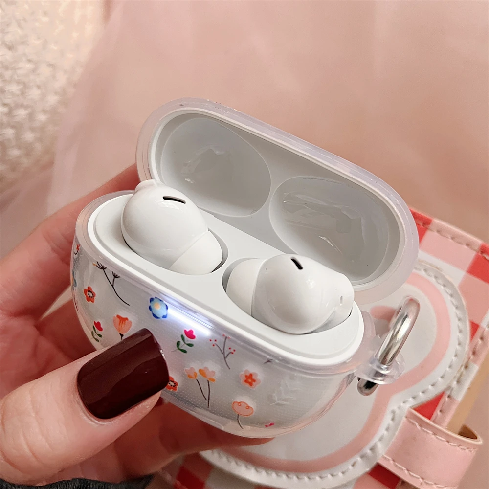 Transparent Soft Silicone Earphone Case For Xiaomi Redmi Buds 5 Pro Lovely Heart Flower Wireless Headset Box Clear Cover