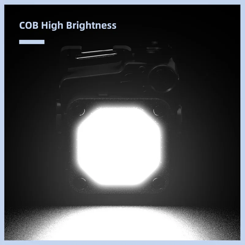 COB Keychain Work Light Mini LED Flashlight 4 Light Modes Emergency Light with Folding Bracket Screwdriver for Fishing Camping