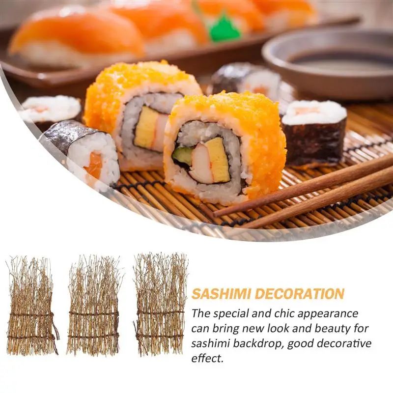 Fence Sushi Decor Sashimi Japanese Decoration Tray Ice Bamboo Backdrop Plate Restaurant Micro Landscape Background Decorative