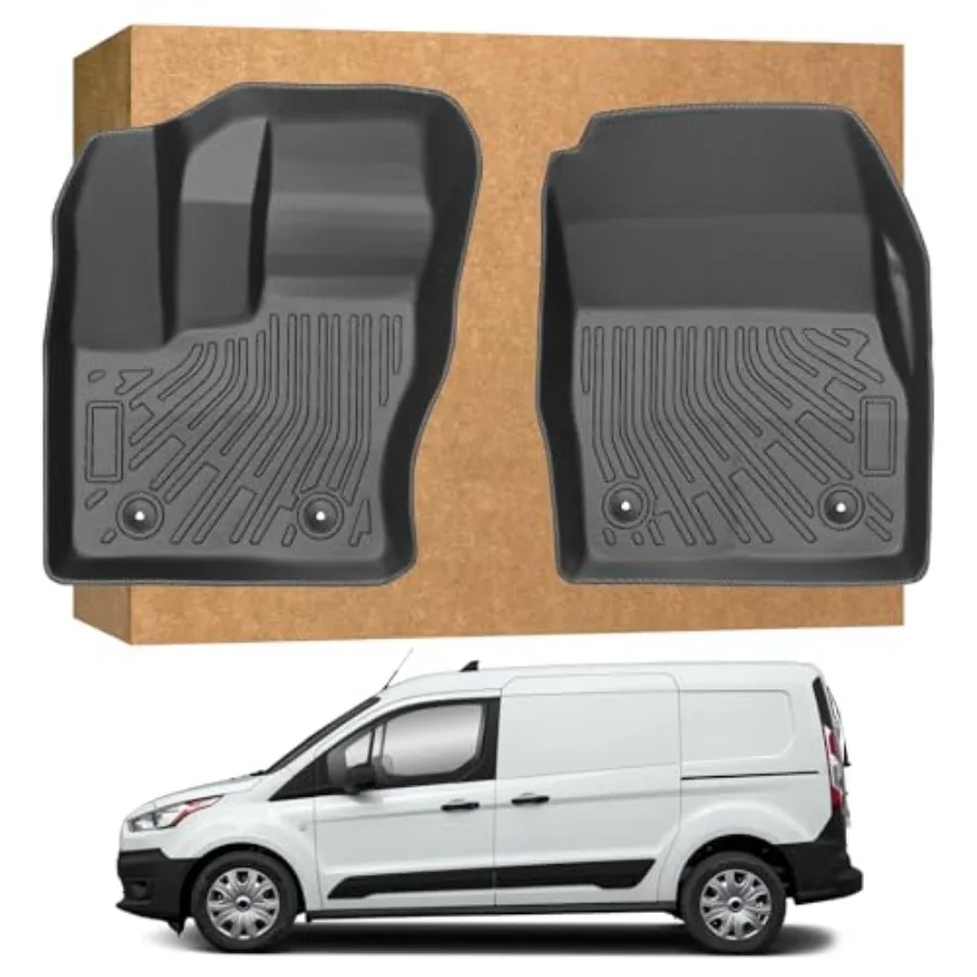 

Floor Mats for Transit Connect 2014-2021 TPE Waterproof Non-Slip All Weather Protection Custom Front Row Floor Liners Set Blac