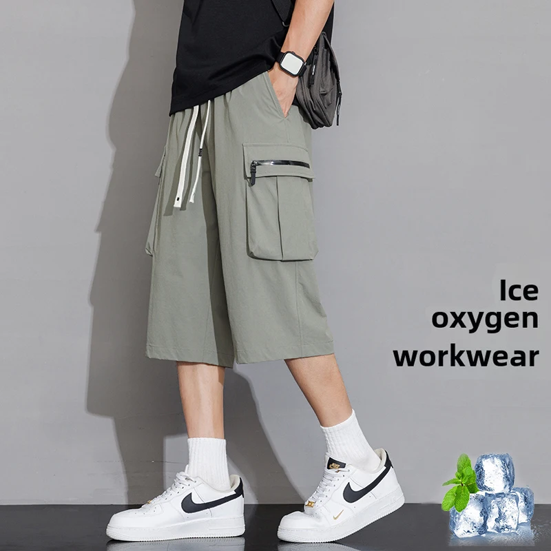 

8XL летние мужские шорты, тонкие свободные повседневные спортивные укороченные брюки, шорты-карго больших размеров, корейские модные мужские шорты, бесплатная доставка