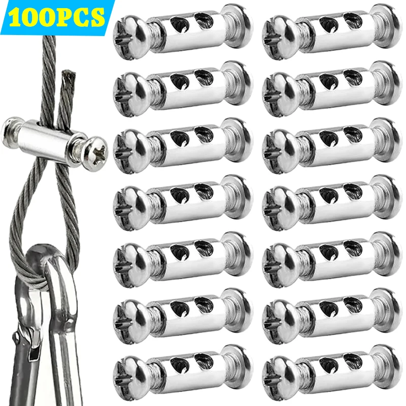 Steel Wire Rope Cable Clamp Metal Copper Buckle Clips Double Hole Adjustable Screw Metal Fixture Sling Fastener Accessories