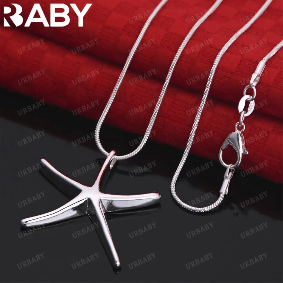 

URBABY 40-75cm 925 Sterling Silver Star Pendant Necklace For Men Creativity Gifts Street All-match Party And Daily Wear