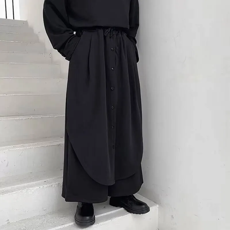 

Новые мужские весенние брюки, осенние широкие и индивидуальные двойные ложные две части повседневных свободных брюк большого размера