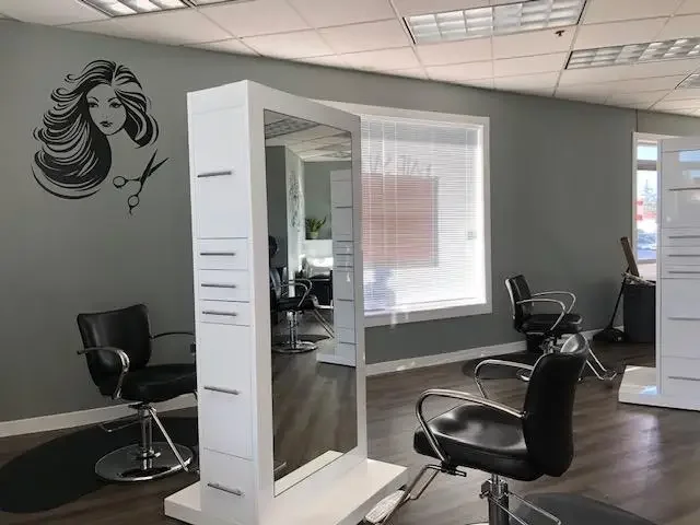 Barber shop salon furniture set, hair color library chair and mirror