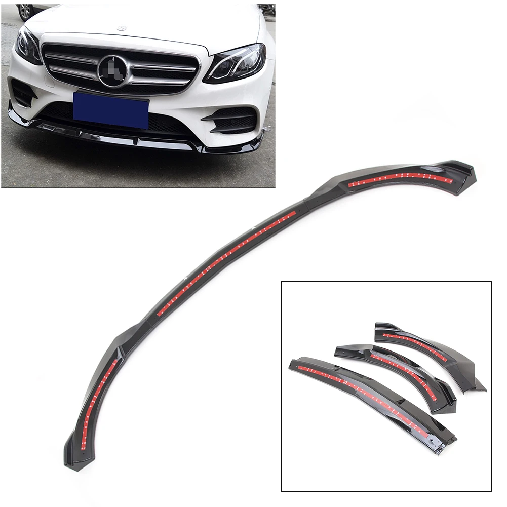 

Car Front Bumper Lip Cover Trims For Benz E-Class W213 Sport Version 2018 2019 Glossy Black ABS Plastic 3PCS/set Auto Protector