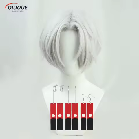 Anime Tenjiku Izana Kurokawa Cosplay Wig Silver White Heat Resistant Hair Wigs + Wig Cap + Earrings Props