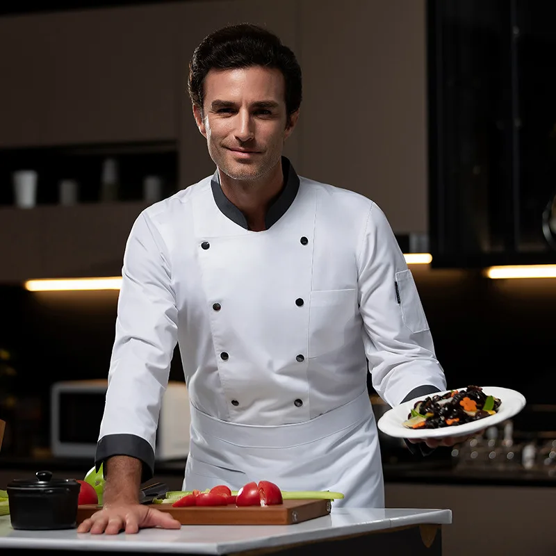 

Униформа шеф-повара в западном ресторане, осенне-зимняя одежда, кейтеринг, отель, столовая, пекарь, кондитерская, рабочая одежда с длинным рукавом