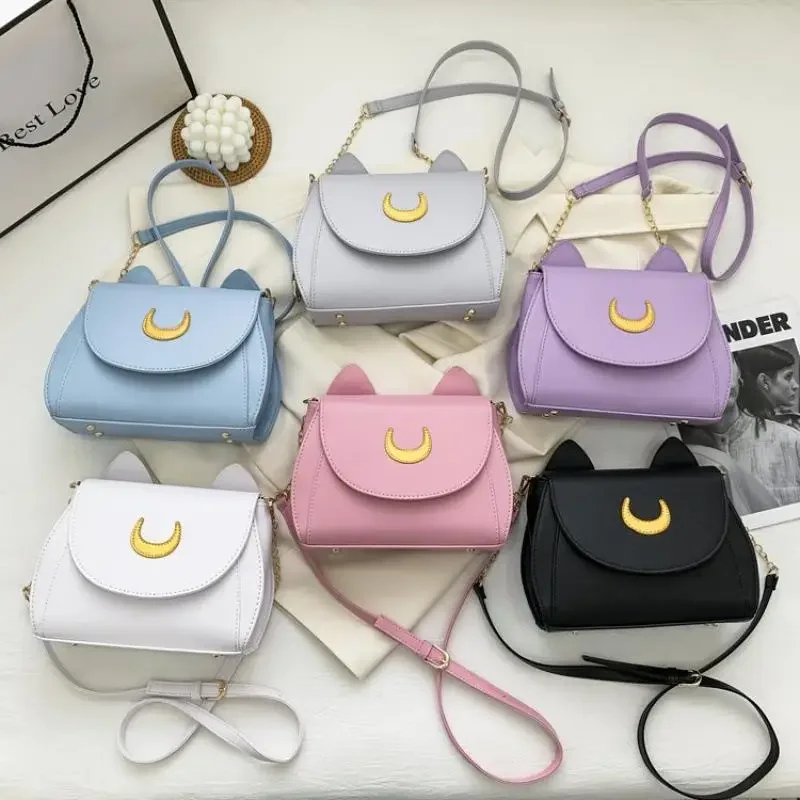 Bandai Sailor Moon fashion PU leather crossbody bag cute cat ear women shoulder spring multicolor anime wallet messenger