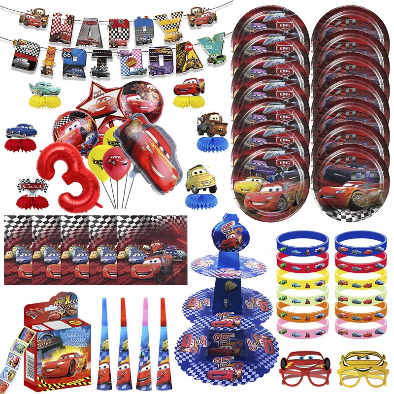 Disney Cars Balony Urodzinowe Nowe Kreskówki Zygzak Mcqueen Serwetki Papierowe Talerze Kubki Dekoracje Baby Shower Kids