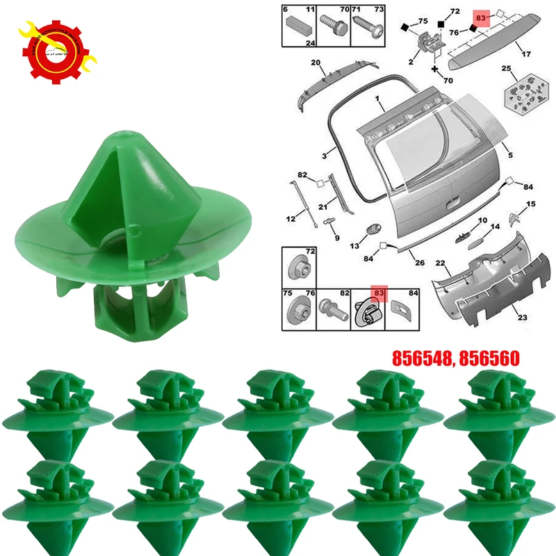 

20pcs OE856560 For Peugeot Expert Traveller Citroën C4 856548 Door Trim Panel Mounting Clips Side Body Moulding Strip Trim Clips