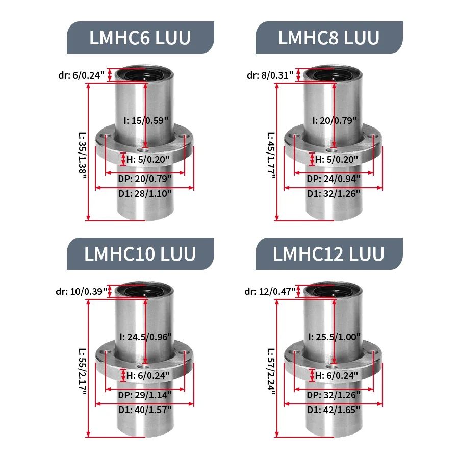 Extended Middle Circular Flange Linear Bearing Lmfc6 8 10 12 13 16 20 25 30 35 40 50 60Luu Wear Resistant Oil-Free Liner Sleeve